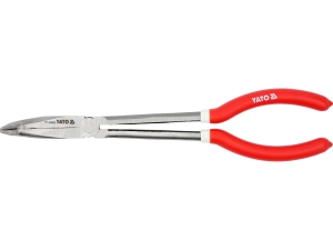 Szczypce wydłużone wygięte YATO 285mm 90° stal CrV polerowane rękojeść pvc YT-20412