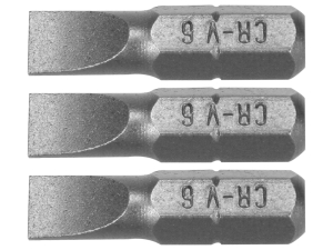 Bity do wkrętarki STHOR zestaw 3 szt. 1/4 cala płaskie 6mm CrV 6150 65482