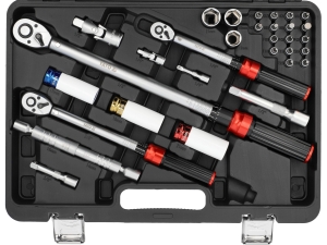 Zestaw dynamometryczny 1/4', 3/8", 1/2" zakres 2-220nm 32 el. tolerancja 3% YATO YT-07717