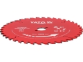 Tarcza TCT PTFE aluminium 185 mm widok pod kątem z opisem YATO YT-608753