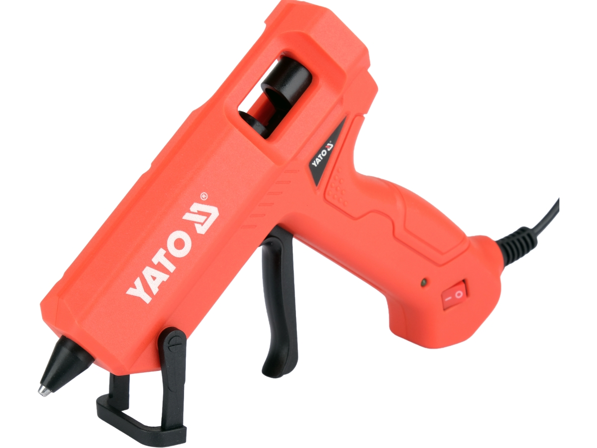 Pistolet do kleju 25W czerwony widok z przodu i boku YATO YT-82414