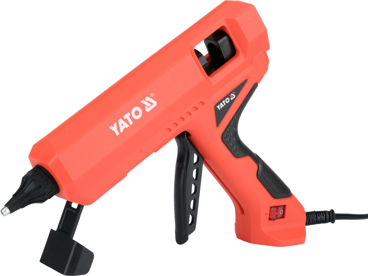 Pistolet do kleju 200W czerwony widok z przodu i boku YATO YT-82406