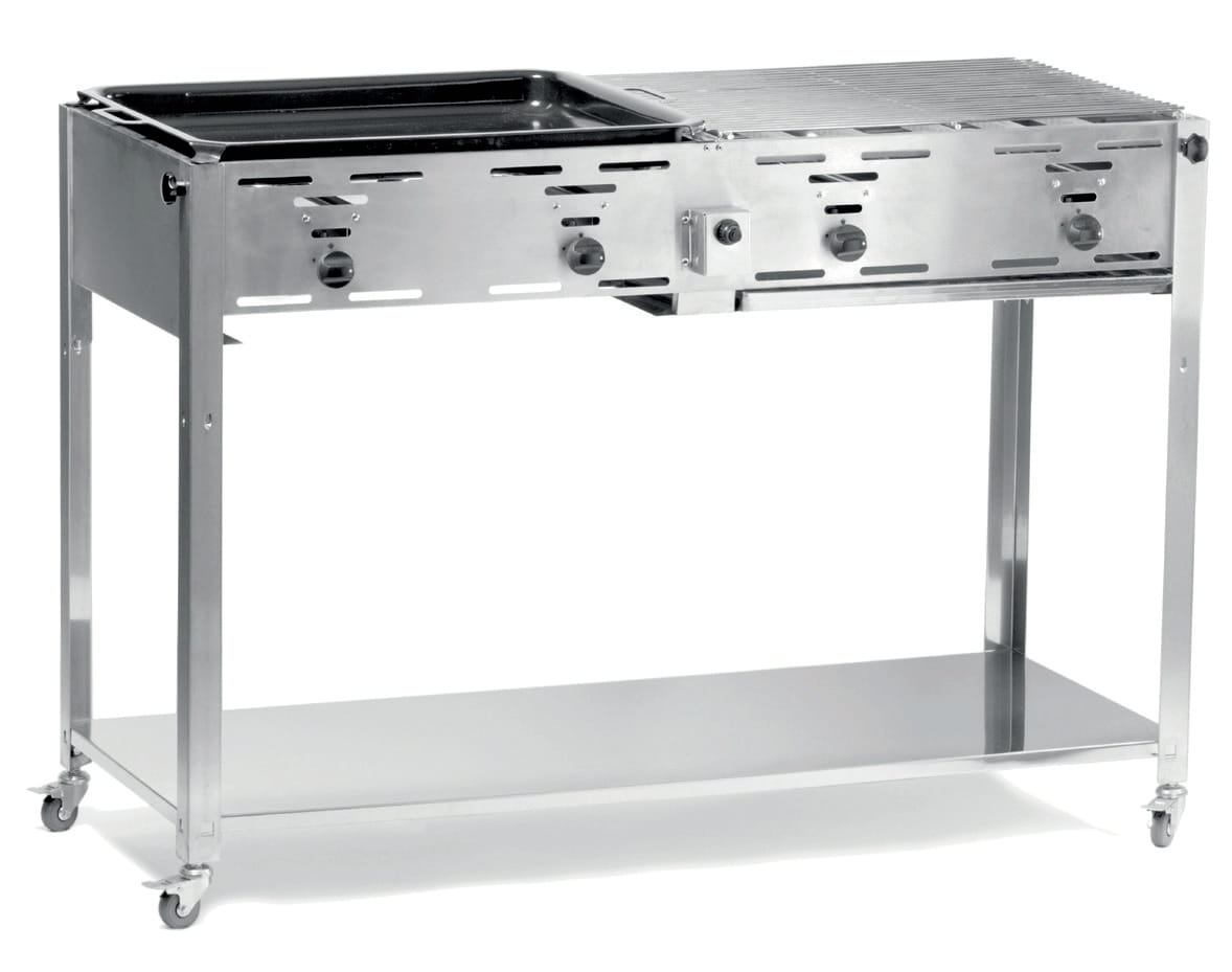 154908 Grill gazowy 4-palnikowy na gaz z butli + emaliowana patelnia