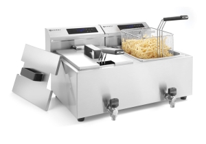 Podwójna frytownica 2 x 8 l z cyfrowym panelem i kranikami Hendi