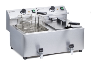 Podwójna frytownica gastronomiczna 2x8 litrów, kraniki Hendi