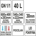 Oznaczenia pojemnika GN 1/1 40 L z wymiarami i izolacją termiczną YATO YG-09210