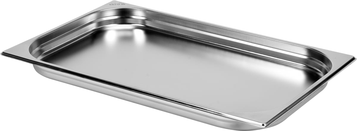 Pojemnik gastronomiczny ze stali nierdzewnej GN 1/1 widok z góry skosem YATO YG-00251