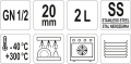 Parametry pojemnika GN 1/2: 20 mm, 2 l, stal nierdzewna, zakres temperatur YATO YG-00260