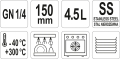 Pojemnik gastronomiczny GN 1/4 150 mm 4,5 l stal nierdzewna parametry YATO YG-00284