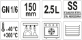 Pojemnik gastronomiczny GN 1/6 parametry 150 mm 2,5 litra stal nierdzewna YATO YG-00292