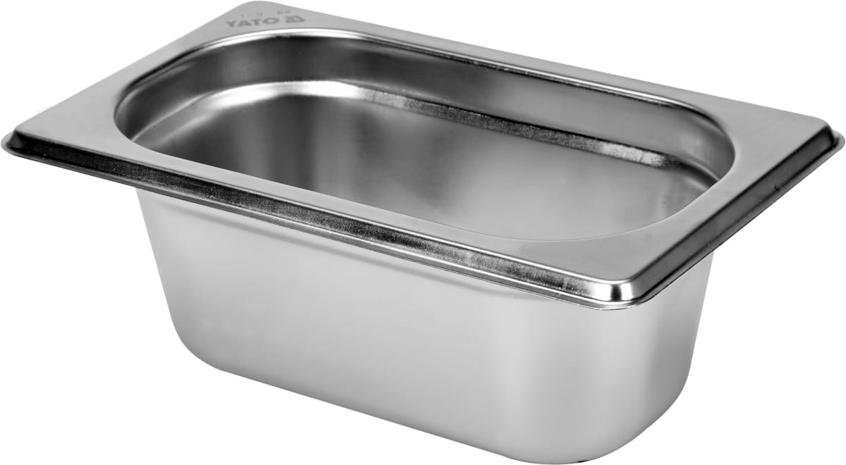 Pojemnik gastronomiczny GN 1/9 ze stali nierdzewnej, widok z przodu YATO YG-00295