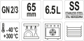 Pojemnik GN 2/3 dane techniczne 65 mm 6,5 l zakres temperatur od -40 do 300 stopni YATO YG-00302