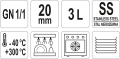 Oznaczenia pojemnika GN 1/1, wysokość 20 mm, pojemność 3 litry, stal nierdzewna YATO YG-00340