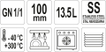 Pojemnik GN 1/1 o wysokości 100 mm, pojemność 13,5 l, ze stali nierdzewnej YATO YG-00343