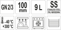 Parametry pojemnika GN 2/3, 100 mm, 9 L, stal nierdzewna, zakres temperatur YATO YG-00361