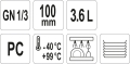 Oznaczenia pojemnika GN 1/3 100 mm 3,6 L z tworzywa PC YATO YG-00411