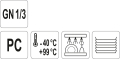 Oznaczenia GN 1/3, PC, zakres temperatur i zmywarka YATO YG-00436