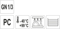 Symbole GN 1/3, PC, zakres temperatur od -40 do +99 stopni, mycie w zmywarce, stosowanie YATO YG-00462