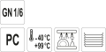 Oznaczenia GN 1/6, PC, zakres temperatur i mycie w zmywarce YATO