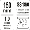 Parametry szczypiec do cukru 150 mm stal nierdzewna SS 18/0 grubość 1 mm YATO YG-02733