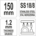 Oznaczenia szczypiec do lodu: długość 150 mm, stal nierdzewna SS 18/8, grubość 1,2 mm, zmywarka YATO YG-02736