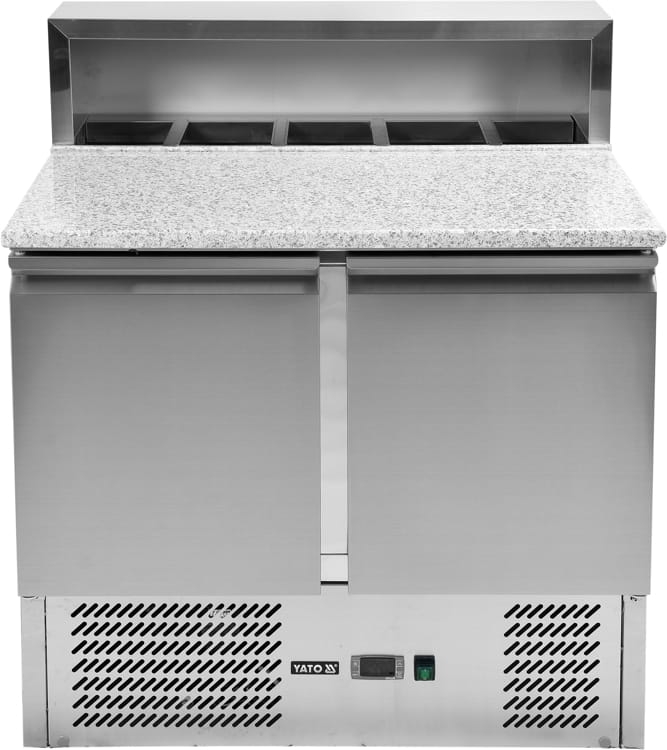 yg-05275 Stół chłodniczy do pizzy 2-drzwiowy z granitowym blatem