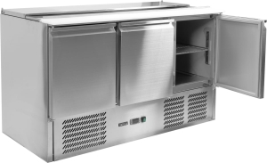 Stół chłodniczy sałatkowy z 3 szafkami i pokrywą 