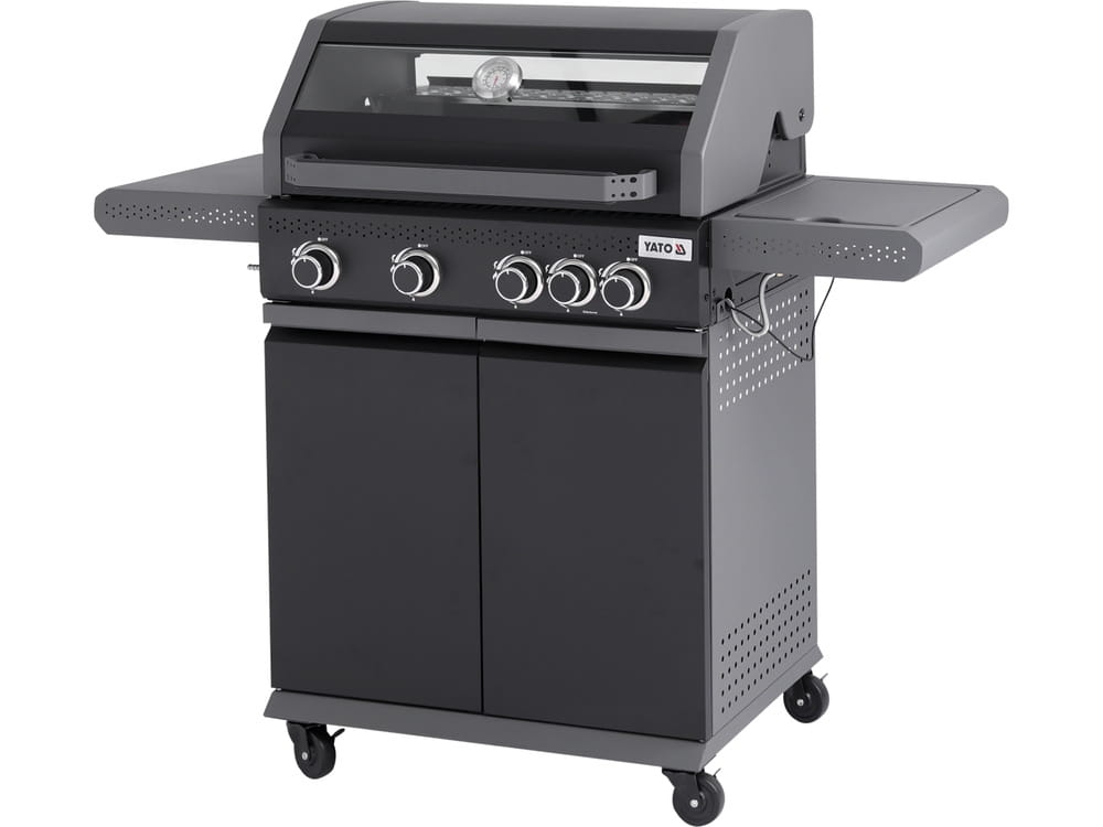 YG-20010 Grill gazowy z szafką, półkami bocznymi i przeszkloną pokrywą