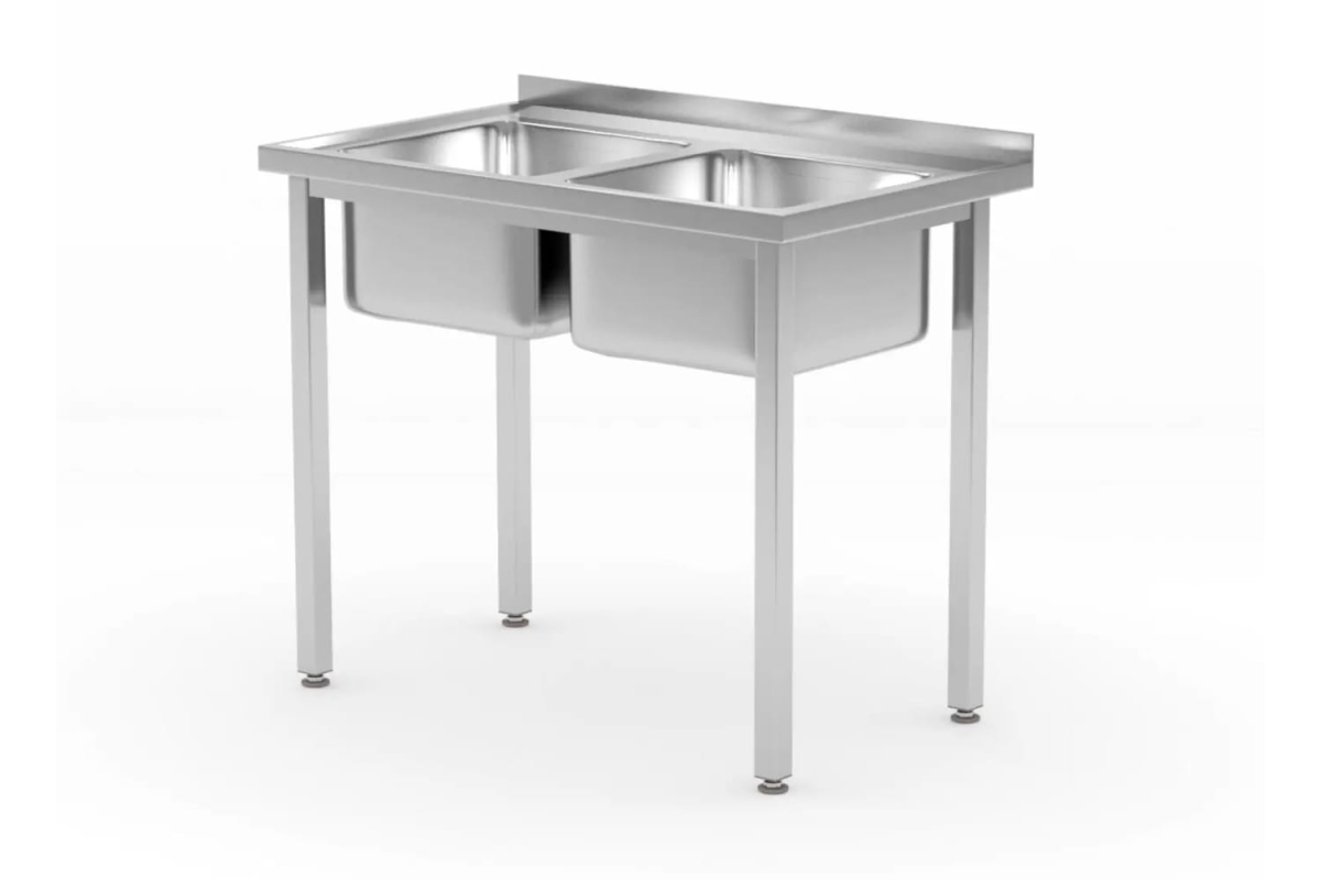 817049 Stół 100 x 60 x 85 cm z 2 zlewami dostepny na magnum-pro.pl