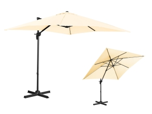 Parasol ogrodowy wiszący, obrotowy 250x250cm biały