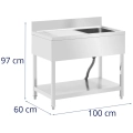 10013156 Zlewozmywak Wymiary Szerokość 100 cm, głębokość 60 cm, wysokość 97 cm.