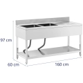 10013159  Zlewozmywak Wymiary Szerokość 160 cm, głębokość 60 cm, wysokość 97 cm.