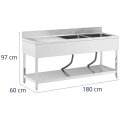 10013160 Zlewozmywak Wymiary Szerokość 180 cm, głębokość 60 cm, wysokość 97 cm.