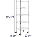 10012532 Regał ażurowy Wymiary: szerokość 60 cm, głębokość 45 cm, wysokość 190 cm