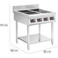 10012579 Kuchenka indukcyjna wymiary zewnętrzne: szerokość 80 cm, głębokość 80 cm, wysokość 97 cm