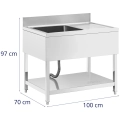 10013161 Zlewozmywak Wymiary Szerokość 100 cm, głębokość 70 cm, wysokość 97 cm.
