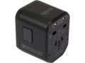 Adapter podróżny czarny widok z tyłu z przyciskiem YATO YT-81300