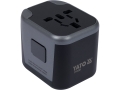 Adapter podróżny uniwersalny widok z boku z przyciskiem i gniazdami YATO YT-81301