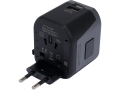 Adapter podróżny z wtyczką europejską widok z tyłu z gniazdem USB YATO YT-81301