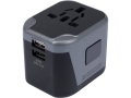 Adapter podróżny z dwoma portami USB widok z przodu z gniazdami YATO YT-81301