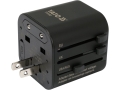 Adapter podróżny czarny z wysuniętymi płaskimi bolcami amerykańskimi widok z boku YATO YT-81302