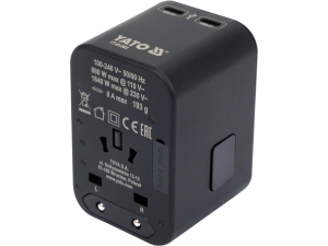 Adapter podróżny YATO sieciowa ładowarka usb c pd 65W do 150 krajów YT-81303
