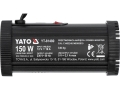 Dane techniczne przetwornicy napięcia 12V na 230V 150W moc szczytowa 300W YATO YT-81480