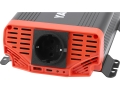 Gniazdo sieciowe i porty USB przetwornicy napięcia 12/230V, widok z przodu YATO YT-81481