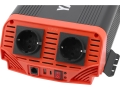 Gniazda Schuko, port USB i przełącznik na froncie przetwornicy napięcia 230V YATO YT-81483