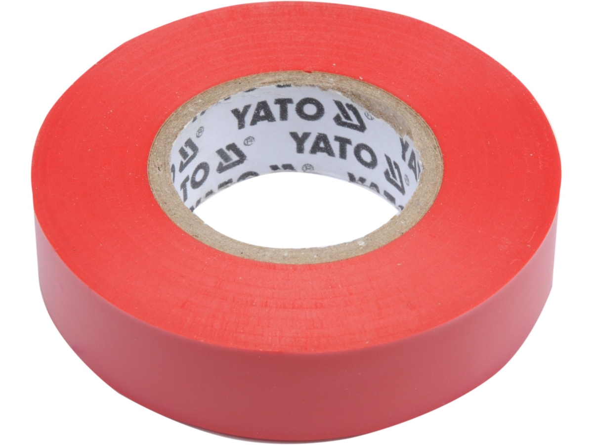 Taśma izolacyjna PVC czerwona na rolce, widok z przodu YATO YT-81592