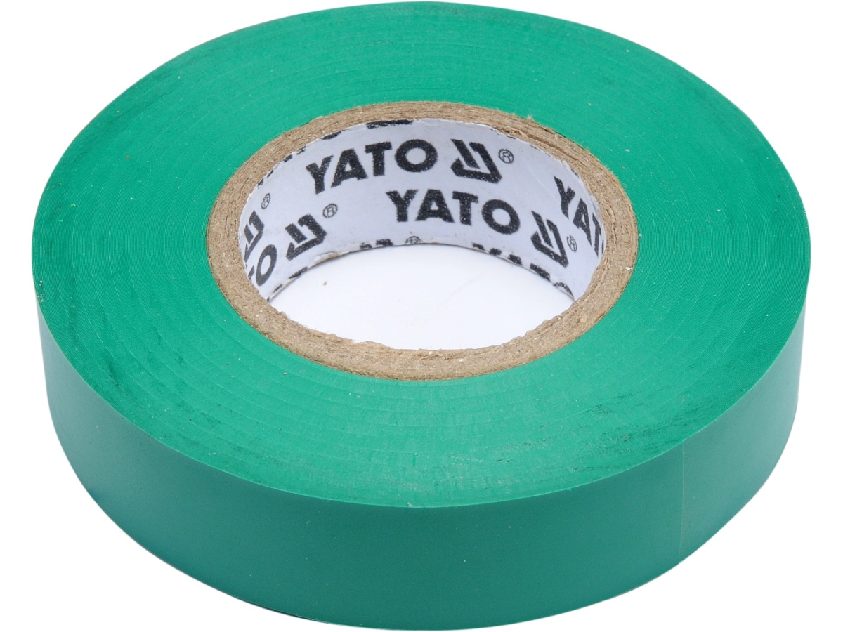 Taśma elektroizolacyjna zielona w rolce, widok z boku z logo YATO YT-81595
