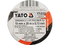 Taśma elektroizolacyjna czarna, etykieta z parametrami technicznymi i wymiarami YATO YT-8165