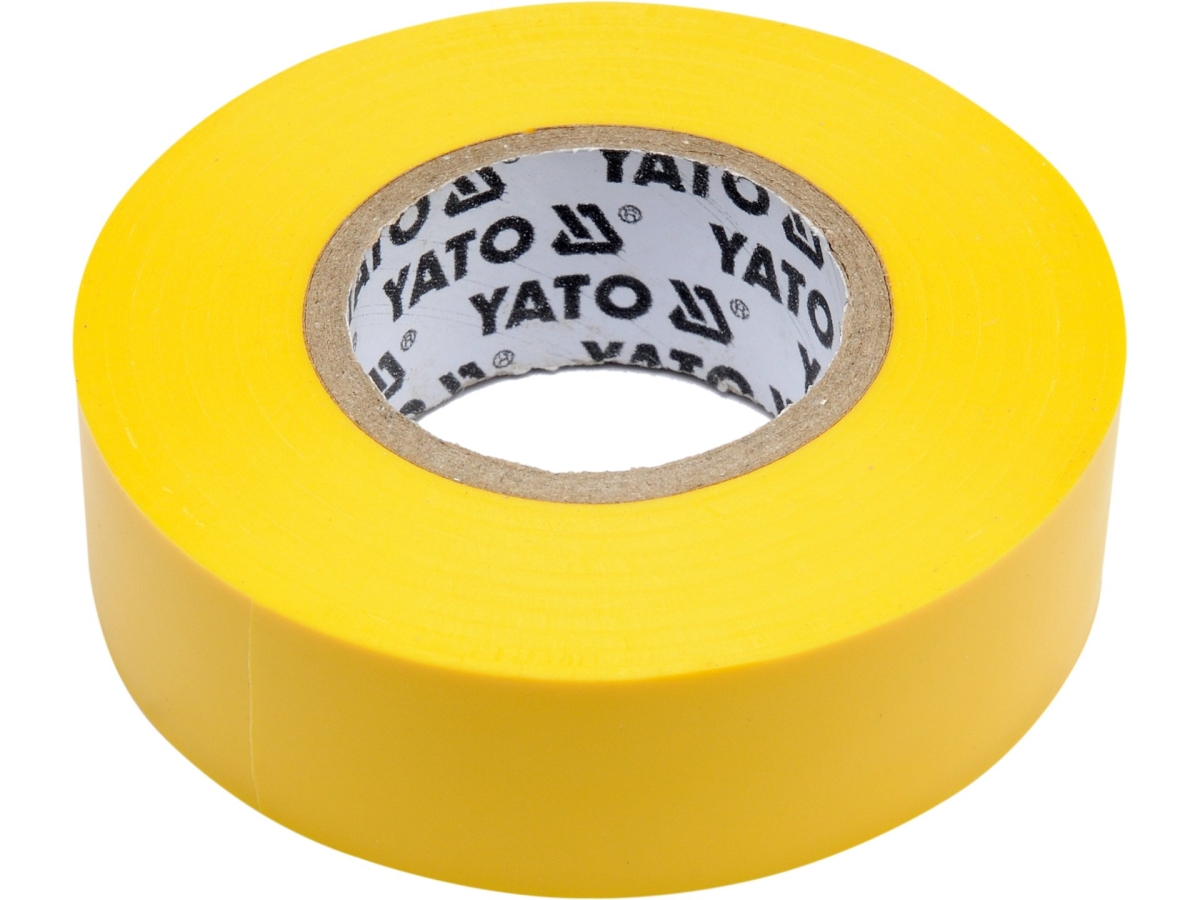 Taśma izolacyjna PVC żółta w rolce, widok z boku YATO YT-81654