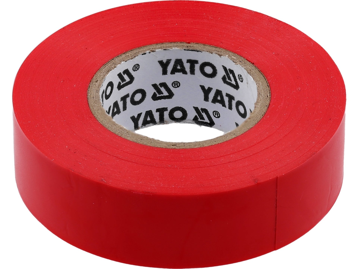 Taśma izolacyjna PVC czerwona na szpulce, widok z boku YATO YT-8166